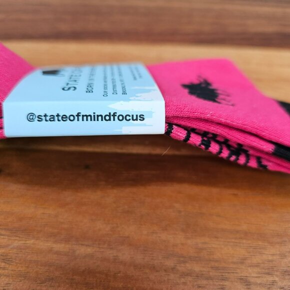 State of Mind Socks Pink Black One Size Polyester Blend Rhino Stretchy Soft New - Picture 7 of 8